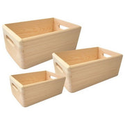 Alberiamo FRASCHE-377014 Set 3 Pz Cassette Portatutto in Abete Massello con Maniglie Laterali e Legno Certificato FSC colore Naturale