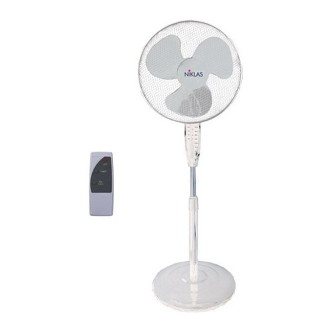 Niklas 496044 Comfort Ventilatore a Piantana 45W 3 Velocita' Telecomando Timer 7.5h Oscillante 113-140 cm colore Bianco