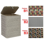 Brixo FRASCHE-498420 Cesta Portabiancheria 55 Lt Struttura in Faggio Rivestimento in Stuoia di Giunco Interno in Cotone 100% colore Bianco