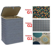 Brixo FRASCHE-498430 G1 Cesta Portabiancheria 55 Lt in Stuoia di Giunco e Cotone 100% colore Glicine