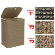 Lombardiangelo FRASCHE-498442 Cesta Portabiancheria 55 Litri in Giunco e Cotone colore Tortora