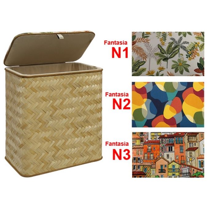 Brixo FRASCHE-498451 Cesta Portabiancheria Baby 67 lt in Giunco Naturale con Fodera in Cotone 50x30xH55 cm colore Naturale