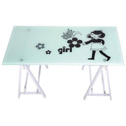BRIXO F498712 Scrivania Computer Girl Struttura in Acciaio Piano in Vetro 8 mm 120x60x72 cm colore Nero