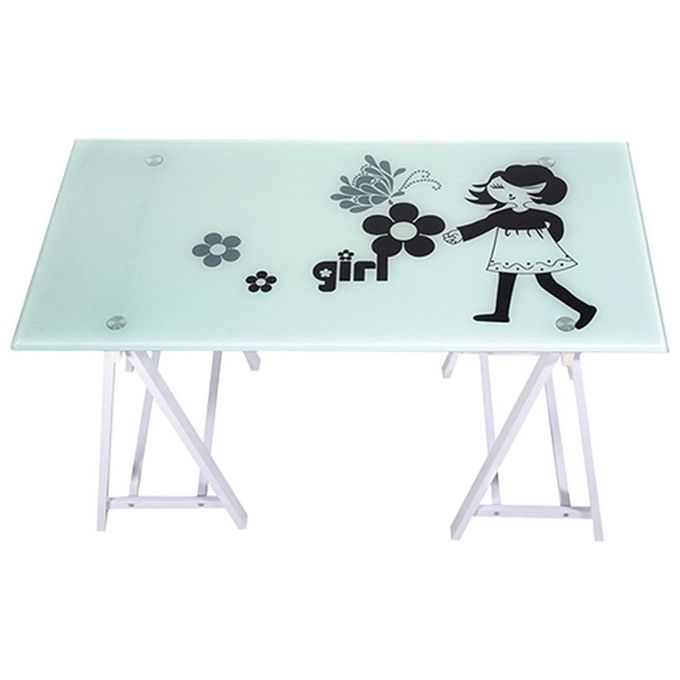 BRIXO F498712 Scrivania Computer Girl Struttura in Acciaio Piano in Vetro 8 mm 120x60x72 cm colore Nero