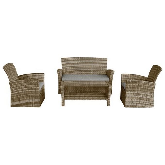FRASCHETTI 531295 F SET RATTAN CENTURY 2 Poltrone con Divano e Tavolo con Vetro in PE Rattan Resistente agli Agenti Atmosferici e ai Ragazzi UV con Cuscini e Piano in Vetro da 5 mm colore Nero