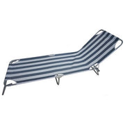 Brixo Lettino da Spiaggia Taormina Stripes Pieghevole Acciaio Tubolare Poliestere 600D Schienale Reclinabile 182x58x25 cm colore Blu Bianco