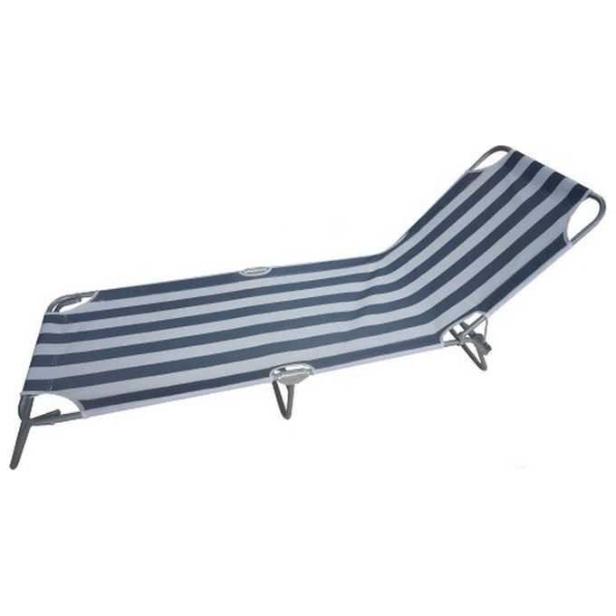 Brixo Lettino da Spiaggia Taormina Stripes Pieghevole Acciaio Tubolare Poliestere 600D Schienale Reclinabile 182x58x25 cm colore Blu Bianco