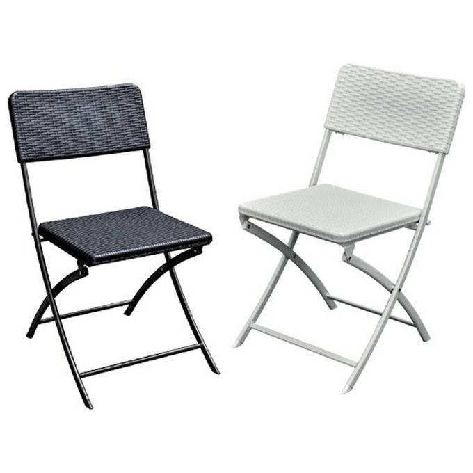 Brixo Levante Sedia Pieghevole da Giardino Struttura Acciaio Seduta Resina Effetto Rattan 54x44x81 cm colore Bianco