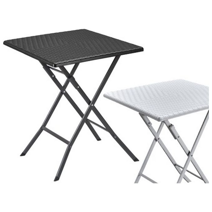Brixo F531916 Levante Tavolo Pieghevole da Esterno in Polyrattan Bianco colore Bianco