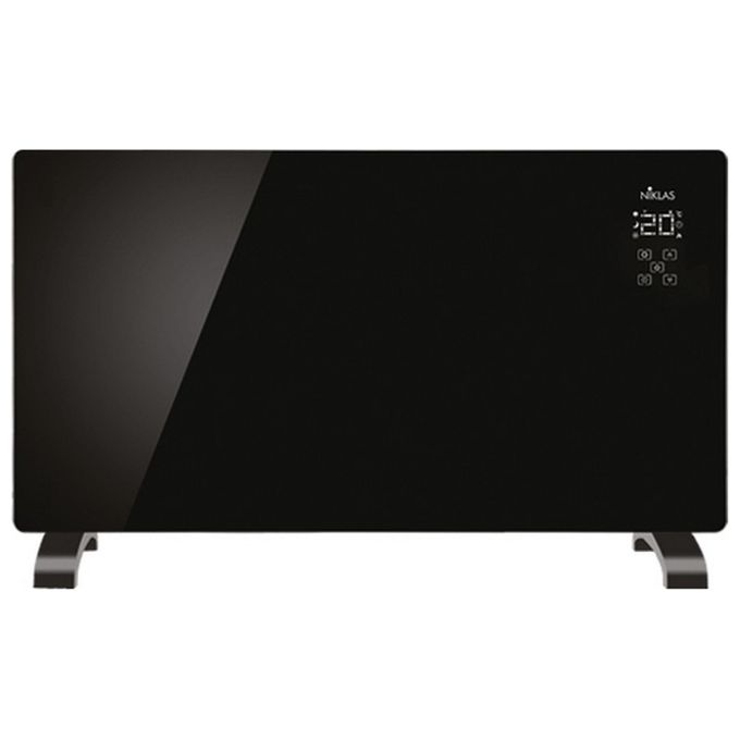 Niklas Termoconvettore Termovetro 2000W vetro temperato display LED timer 24h telecomando termostato IP24