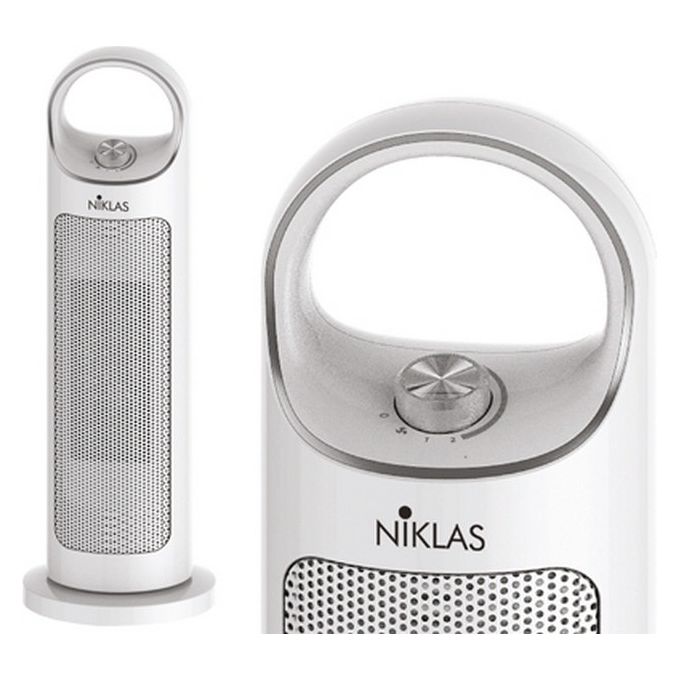 Niklas CLUB Termoventilatore Ceramico PTC 2000 W con Termostato Ambiente Oscillante Protezione Surriscaldamento e Anti-Ribaltamento colore Bianco