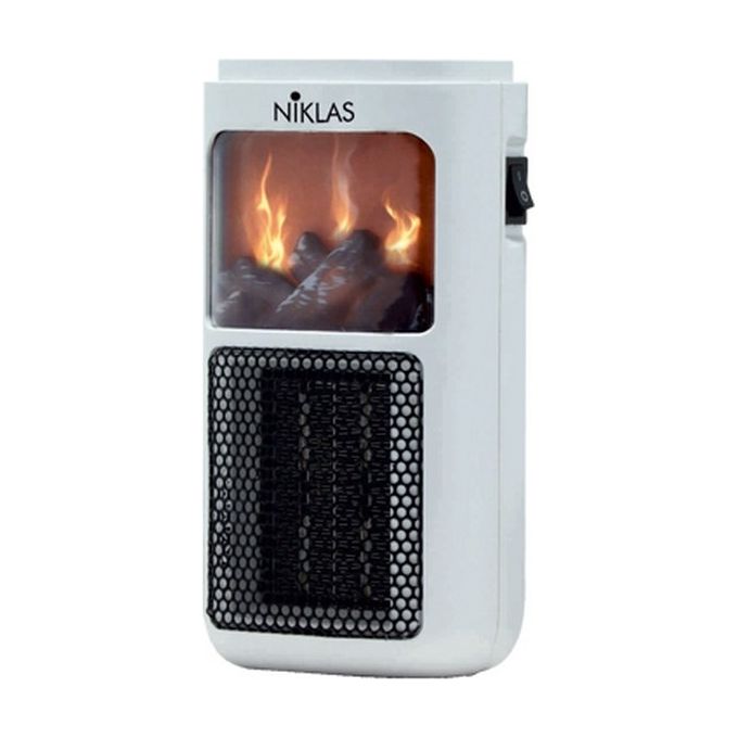 Niklas 539428 Fuego Termoventilatore PTC 400 W termostato 15°C 45°C timer 12 ore display digitale plugin effetto fuoco vivo