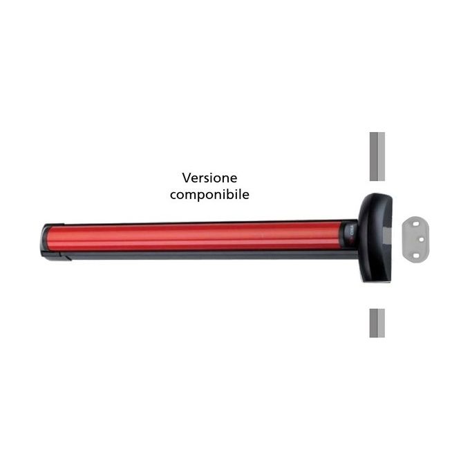 CISA 64947 Fast Touch Maniglione Antipanico Triplice Accorciabile 840 mm con Scrocco Laterale Autobloccante colore Nero Rosso