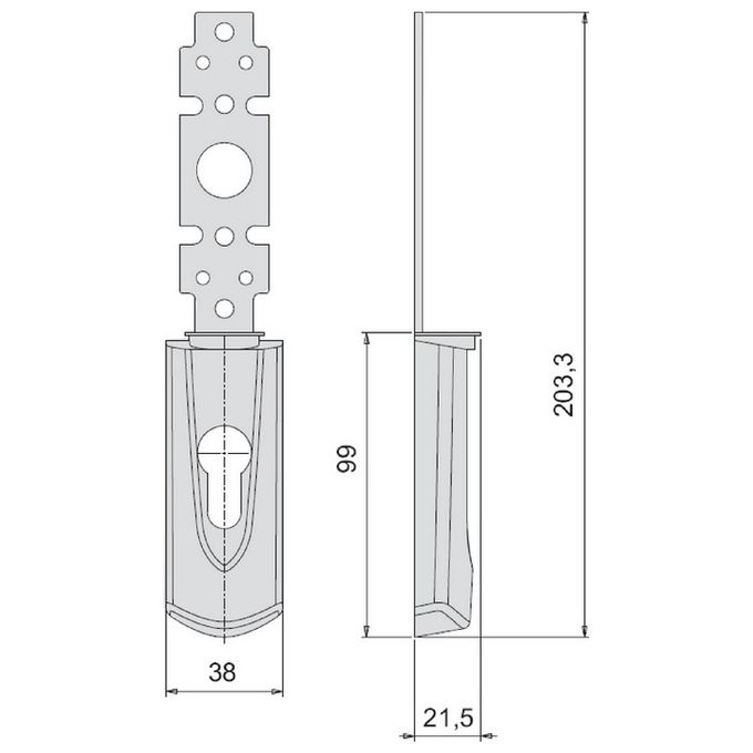 Cisa 07176620 Placca Esterna Interasse Maniglia 85