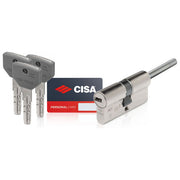 CISA 1006227 ASIX P8 Cilindro Doppio a Profilo Europeo 8 Perni Attivi Anti Bumping con Vite di Fissaggio colore Ottone Nichelato