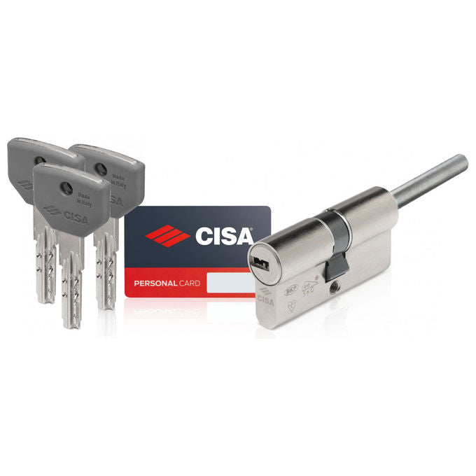 CISA 1006227 ASIX P8 Cilindro Doppio a Profilo Europeo 8 Perni Attivi Anti Bumping con Vite di Fissaggio colore Ottone Nichelato