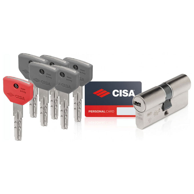 CISA 1006201 ASIXP8 PRO Cilindro Europeo 8 Perni Protezione Bumping e Trapano Chiavi 5+1 Personal Card inclusa colore Ottone nichelato satinato
