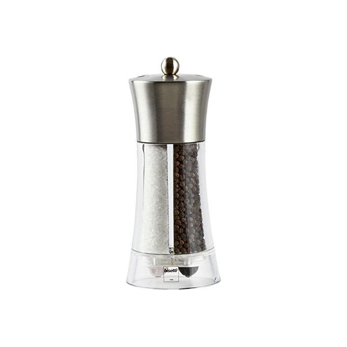 Bisetti BT-8310 Dual Big Macina Sale e Pepe 2 in 1 Acrilico Acciaio Inox 19 cm colore Trasparente