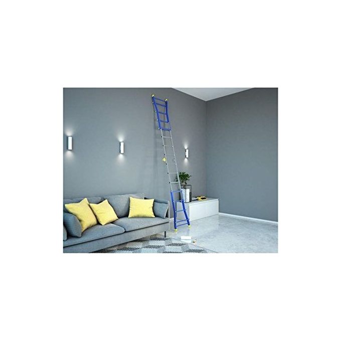 Colombo New Scal PRATIC4+4AA Pratic Scala Pieghevole 8 Gradini Zigrinati 3,6 m 100 Kg Piedini Antiscivolo colore Acciaio Inox