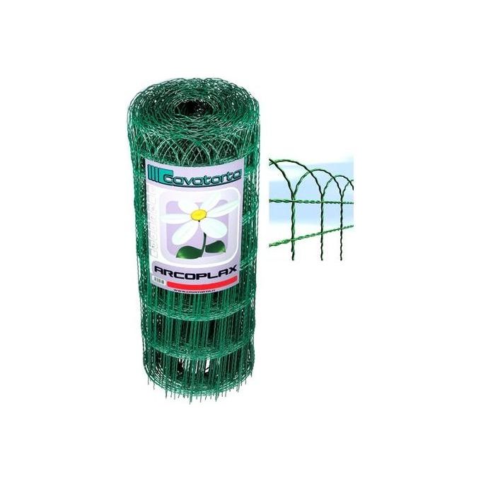Cavatorta RA01040025B Arcoplax Rete Intrecciata con Bordatura Ad Archi 25 m H 40 cm Maglia 80x80 mm Fili Verticali Ondulati 3,2 mm Orizzontali Trefolati 2,2 mm colore Verde Alpi
