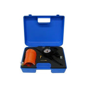 WALMEC 0680943-B Kit Gonfio Kit per gonfiaggio con pistola gonfiaggio con manometro pistola soffiaggio 3 adattatori e tubo spiralato da 5 mt colore Nero