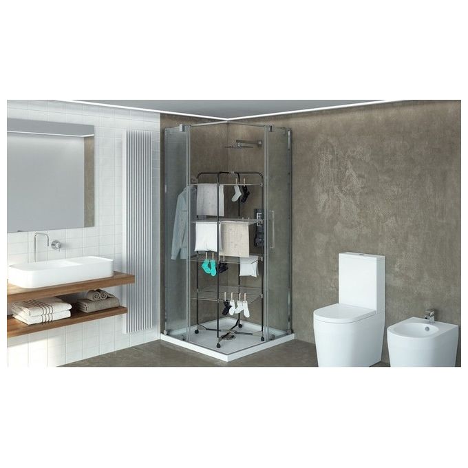 Colombo ST194-4 CPF Alpina Stendibiancheria a Torre 40 m con Ruote e Portagrucce Ribaltabili colore Nero