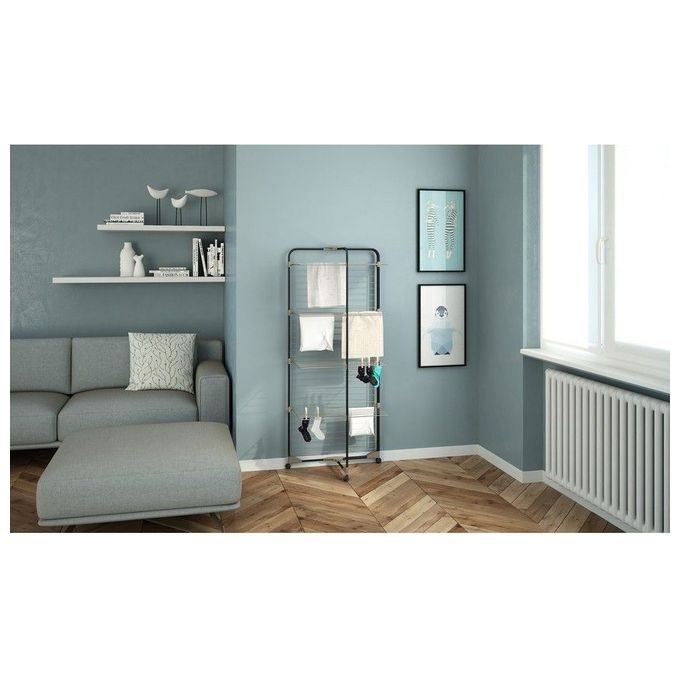 Colombo ST194-4 CPF Alpina Stendibiancheria a Torre 40 m con Ruote e Portagrucce Ribaltabili colore Nero