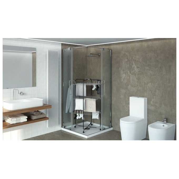 Colombo New Scal ST194-3 CPF Alpina Stendibiancheria a Torre 30 m con Ruote Portagrucce Ripiegabile colore Nero