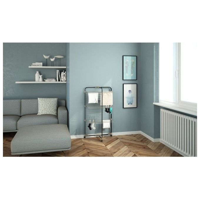 Colombo New Scal ST194-3 CPF Alpina Stendibiancheria a Torre 30 m con Ruote Portagrucce Ripiegabile colore Nero