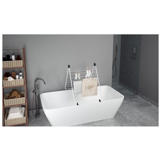 Colombo New Scal ST201 Simple Stendibiancheria per Vasca da Bagno 10 m Acciaio Verniciato Pieghevole colore Bianco Turchese