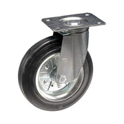 Generica F319102 Ruota con Forcella Rotante Art. 350 Ø 200 mm Portata 200 Kg Piastra 140×110 mm Materiale Acciaio Stampato Zincato colore Nero