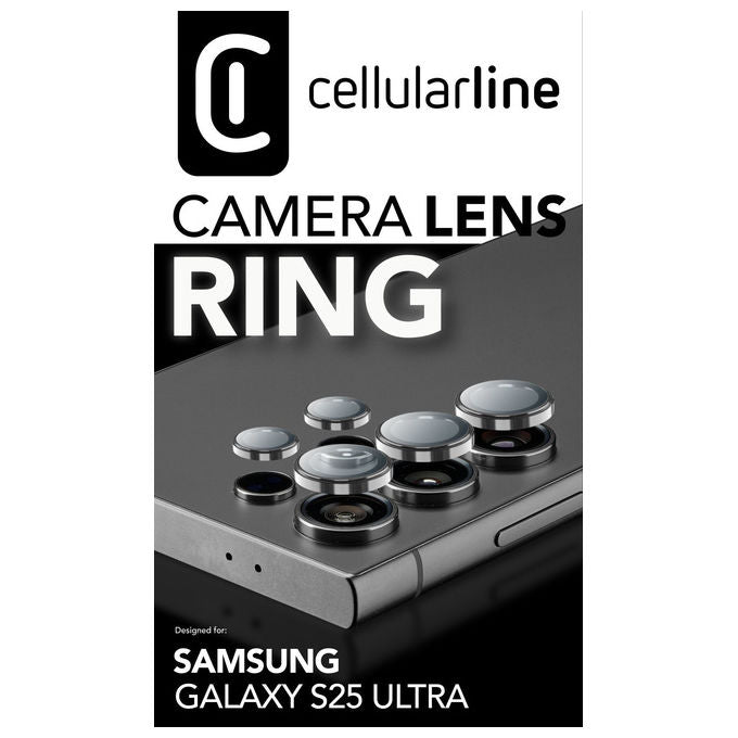 Cellularline Anello Protezione Fotocamera Vetro Temperato Trasparente per Samsung Galaxy S25 Ultra