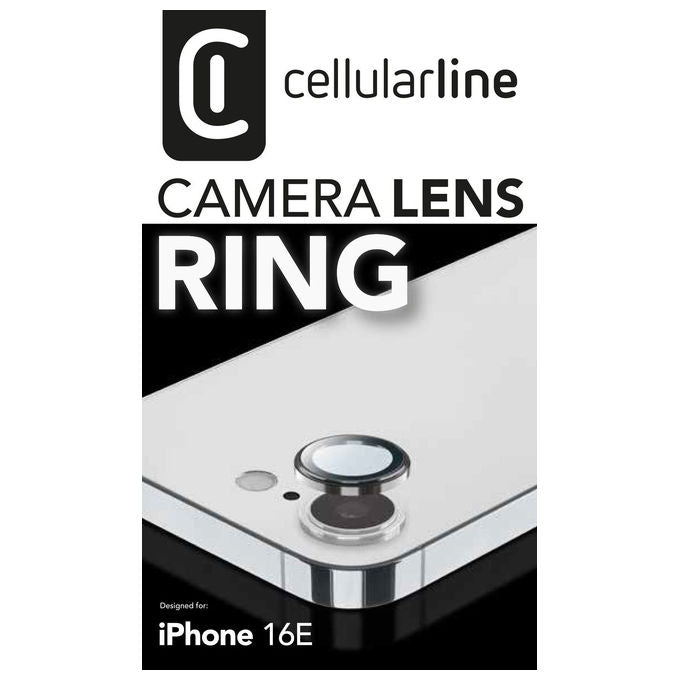 Cellularline Ring Fotocamera Vetro Temperato Trasparente per iPhone 16e