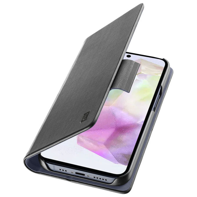 Cellularline Book Custodia a Libro Nera per Samsung Galaxy A36-A56 con Tasca Portatessera