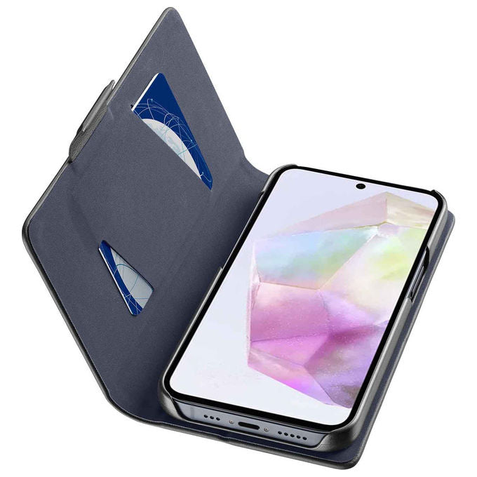 Cellularline Book Custodia a Libro Nera per Samsung Galaxy A36-A56 con Tasca Portatessera