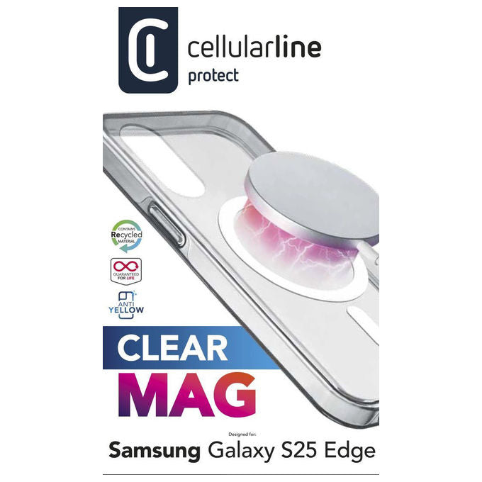 Cellularline Clear Mag, Custodia Rigida Trasparente con Gomma, Galaxy S25 Edge, MagSafe