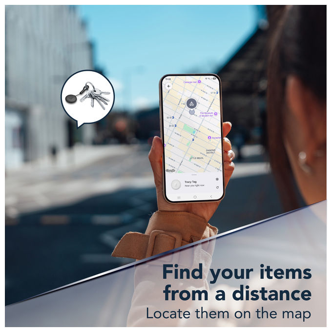 Cellularline Tracy Tag, Localizzatore Bluetooth per Android, Rosa