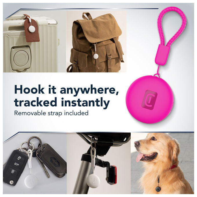 Cellularline Tracy Tag, Localizzatore Bluetooth per Android, Rosa