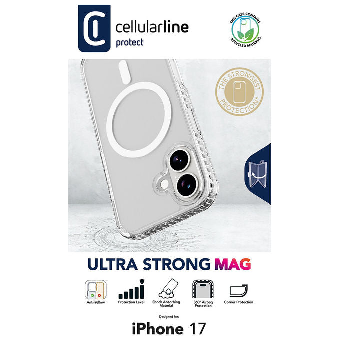 Cellularline Custodia iPhone 17 Ultra Strong Mag Trasparente Anti-shock MagSafe