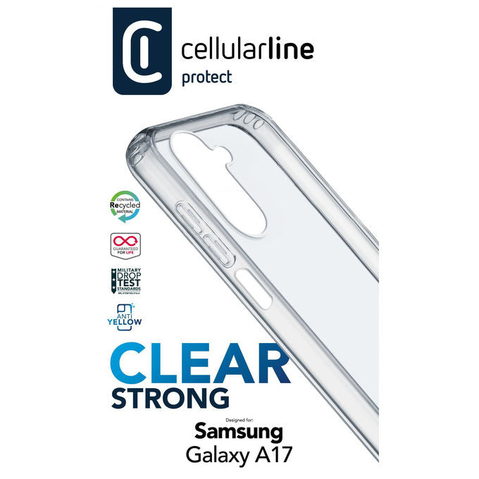 Cellularline Clear Strong, Custodia rigida con bordi in gomma per Samsung Galaxy A17, Trasparente