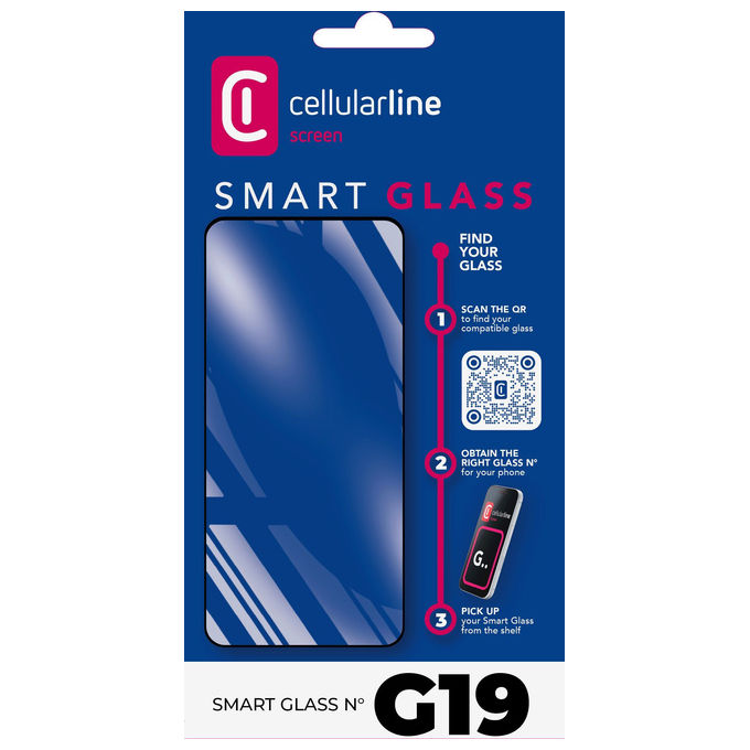Cellularline, Smart Glass G19, Vetro Temperato, Protezione Universale per Schermo