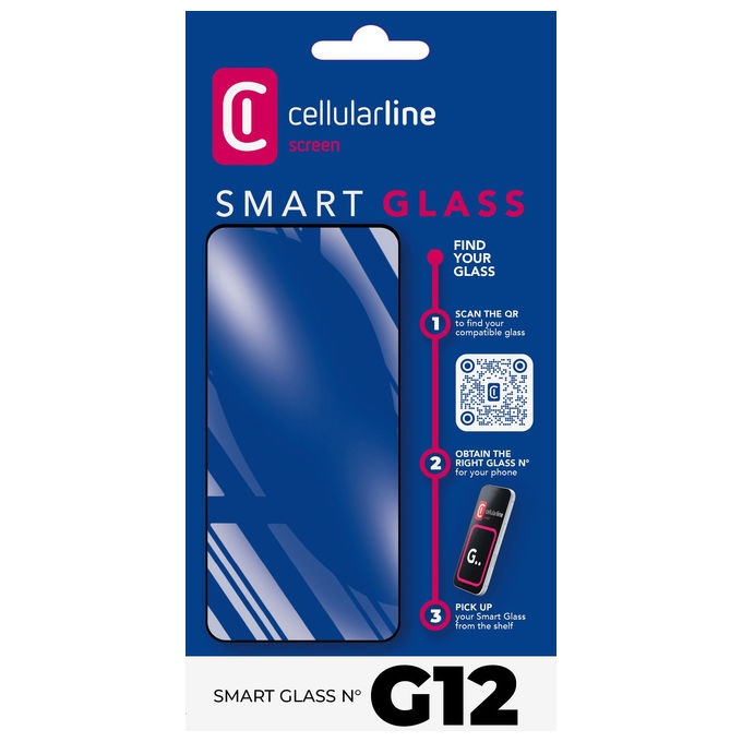 Cellularline, Smart Glass G12, Protezione Universale per Schermo, Vetro Temperato, Trasparente