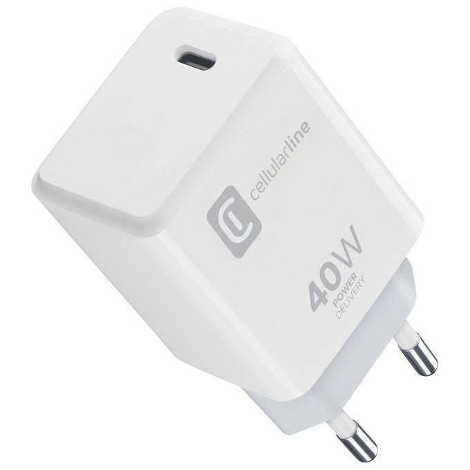 Cellularline ACHIPHUSBCPD40WW Caricabatterie USB-C 40W Power Delivery Ricarica Rapida iPhone iPad MacBook colore Bianco