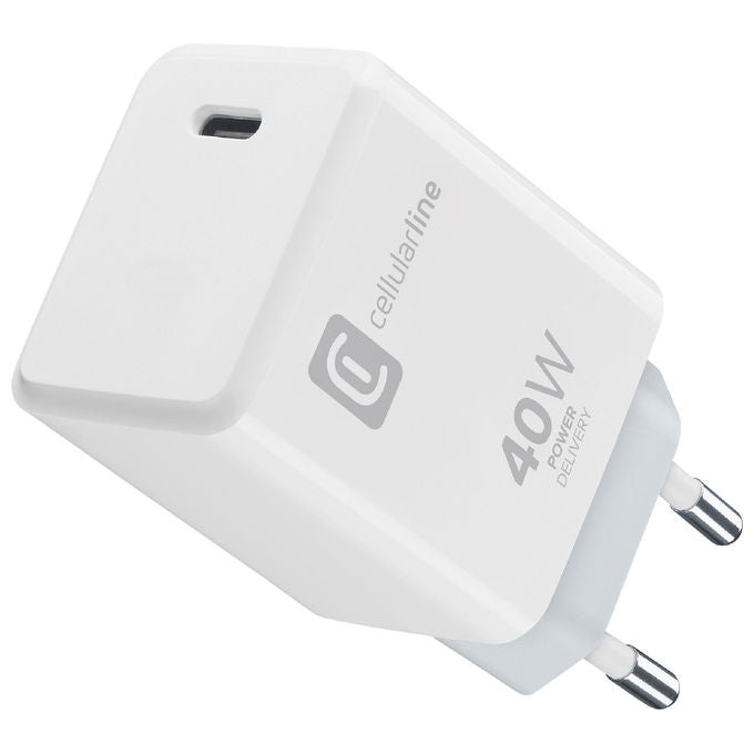 Cellularline ACHIPHUSBCPD40WW Caricabatterie USB-C 40W Power Delivery Ricarica Rapida iPhone iPad MacBook colore Bianco