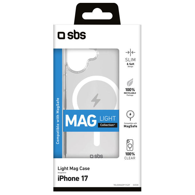 Sbs, Cover Trasparente Light Mag Case, Compatibile Magsafe, Bordo Fotocamera Rialzato, Per Iphone 17