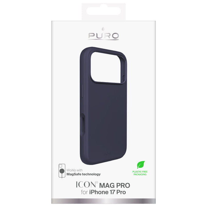 Puro Icon Mag Pro Cover Blu Scuro Per iPhone 17 Pro in Silicone e Microfibra