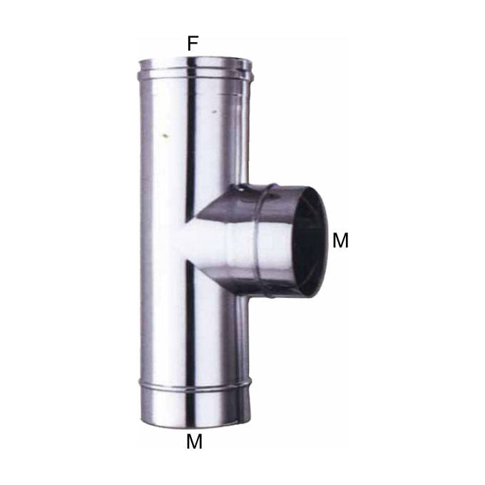 ALA 8018915012591 Gomito a T inox AISI 316L sistema ALA INOX MP connessione maschio-femmina guarnizione siliconica termoresistente colore Acciaio