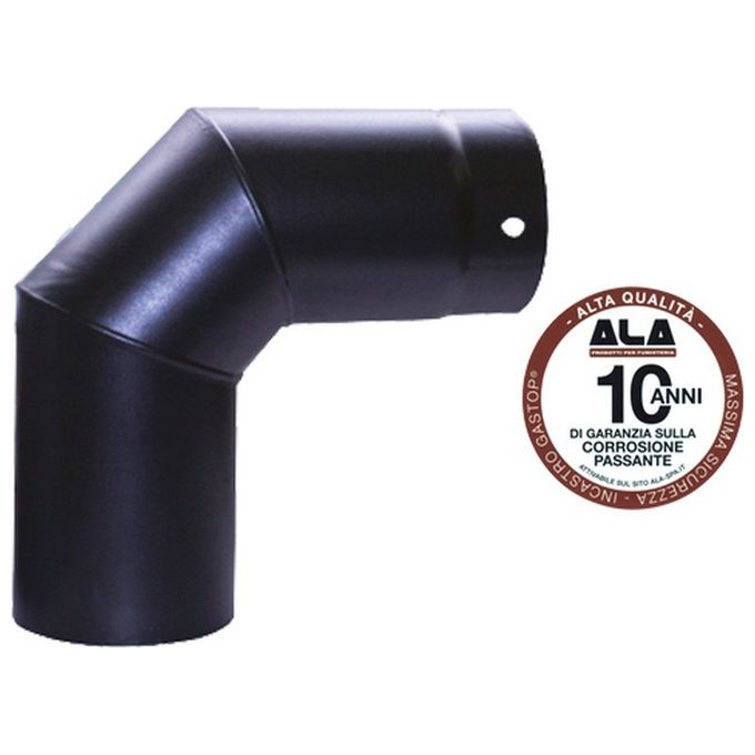 HOMEGARDEN F113707 Tubo a gomito chiuso porcellanato 90 gradi per stufa diametro 16 cm spessore 1,5 mm acciaio pesante colore Nero