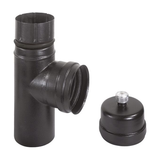 ALA RACCORDO A T PELLET ECO Raccordo a T per Stufe a Pellet Diametro 10 cm Attacco F.F. Finitura Nero Opaco Materiale Acciaio Saldato Rivestito con Smalto Porcellanato Sistema di Fissaggio ad Incastro GASTOP con Guarnizione Siliconica a Triplo Labbro colo