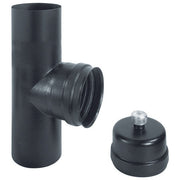 ALA FRA-113688 Raccordi a T F-F in Acciaio Smaltato da 8 cm con Guarnizione Siliconica e Sistema Fissaggio Gastop colore Nero opaco
